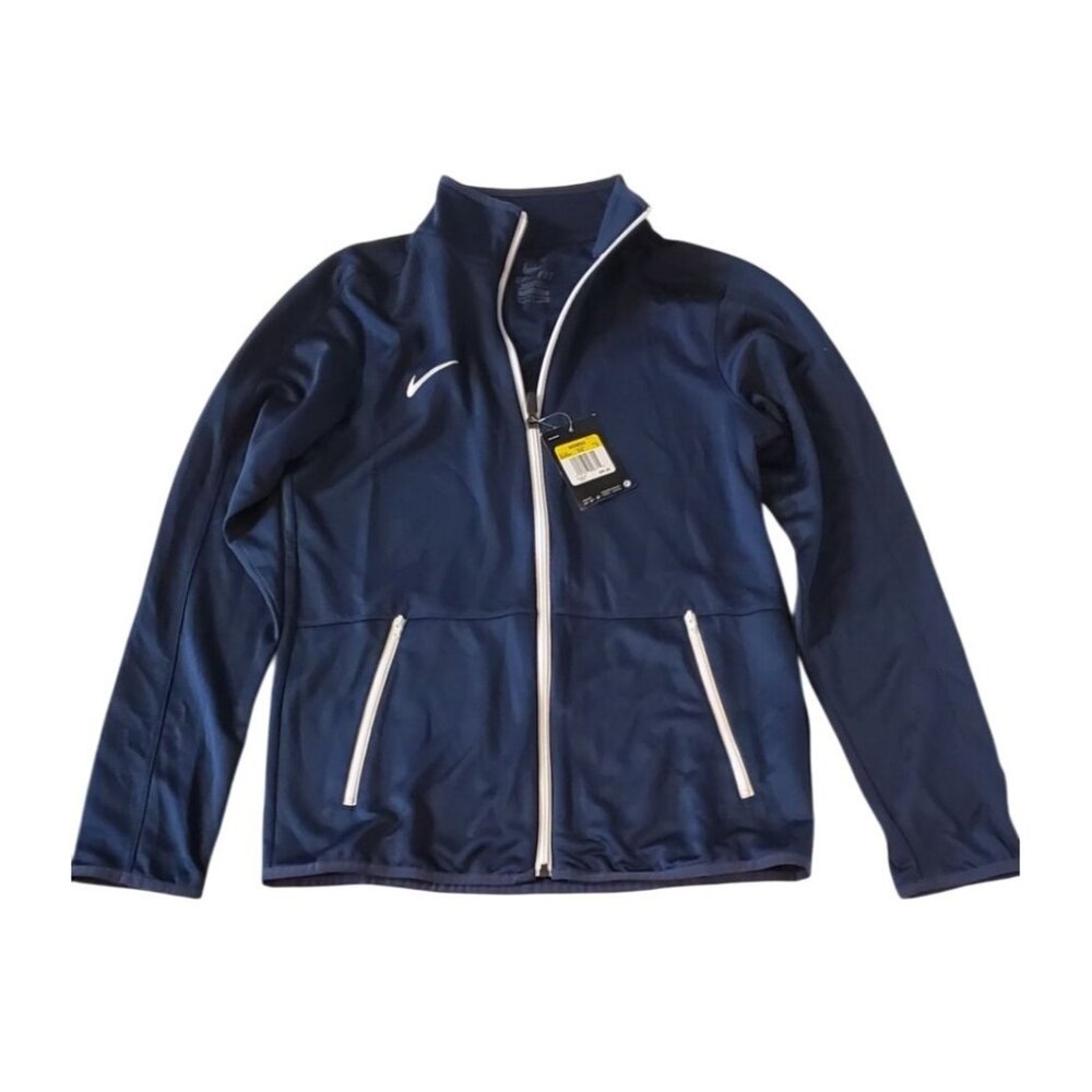 Nike Womens Dri-Fit Full Zip Jacket (Navy w/White Accents) - Size Small